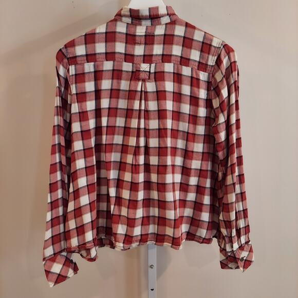Current Elliot Button Up Plaid Shirt Size 1 Small Cropped Long Sleeve - Picture 5 of 8